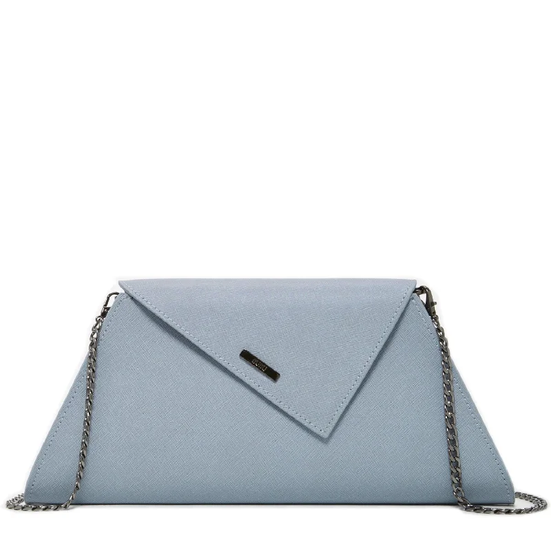 SUSU Angelica Faded Denim Blue Leather Clutch Shoulder Bag