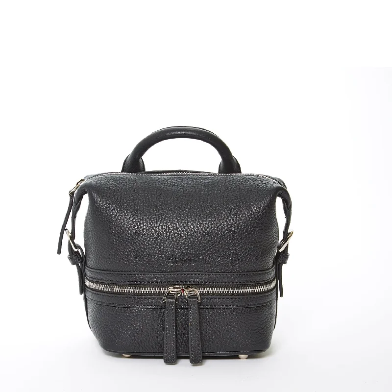 SUSU Ashley Small Black Leather Backpack