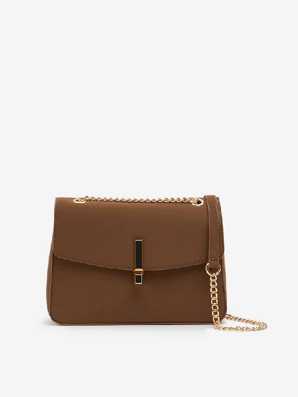 Westside Accessories Brown Textured Sling Bag